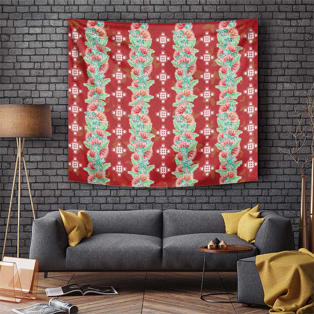 Hawaii Ohia Lehua Tapestry Tropical Vibes Crimson