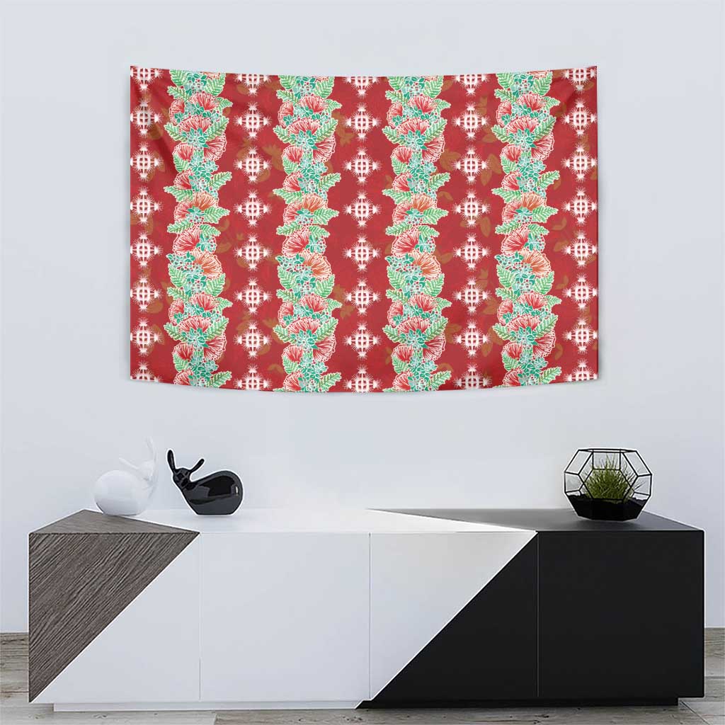 Hawaii Ohia Lehua Tapestry Tropical Vibes Crimson