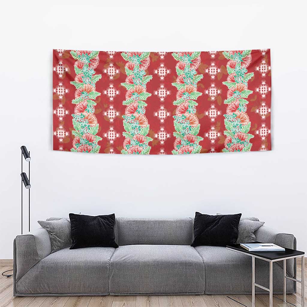 Hawaii Ohia Lehua Tapestry Tropical Vibes Crimson