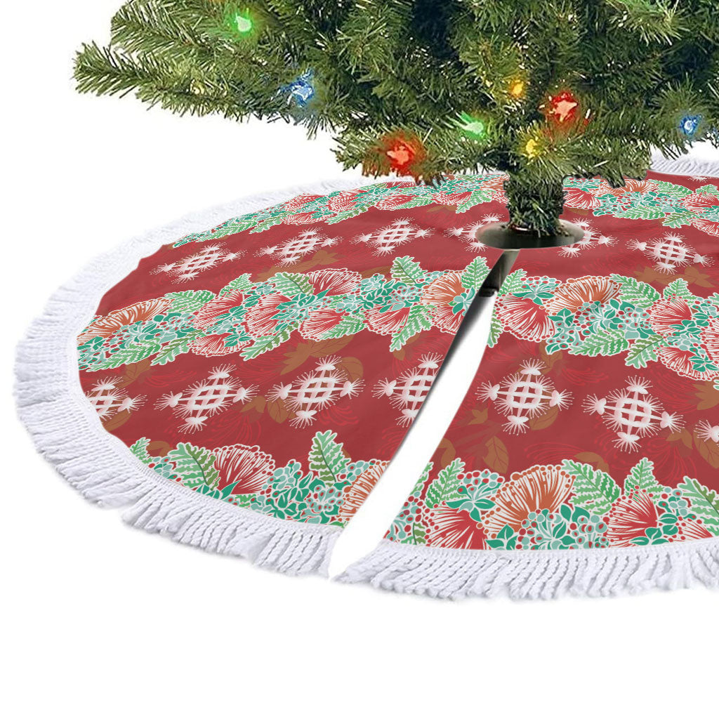 Hawaii Ohia Lehua Tree Skirt Tropical Vibes Crimson