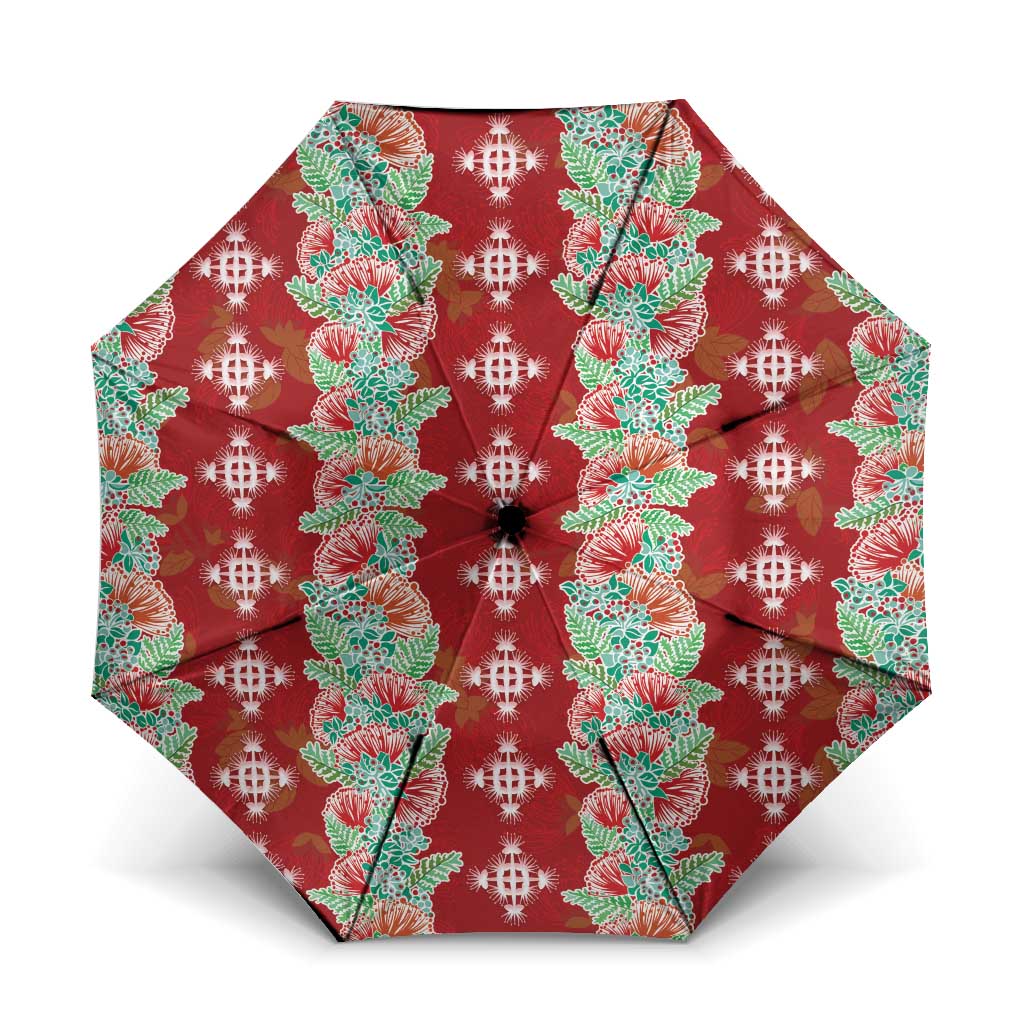 Hawaii Ohia Lehua Umbrella Tropical Vibes Crimson LT05 One Size Folded 11.42 inch Opened Diameter 37.4 inch Crimson - Polynesian Pride