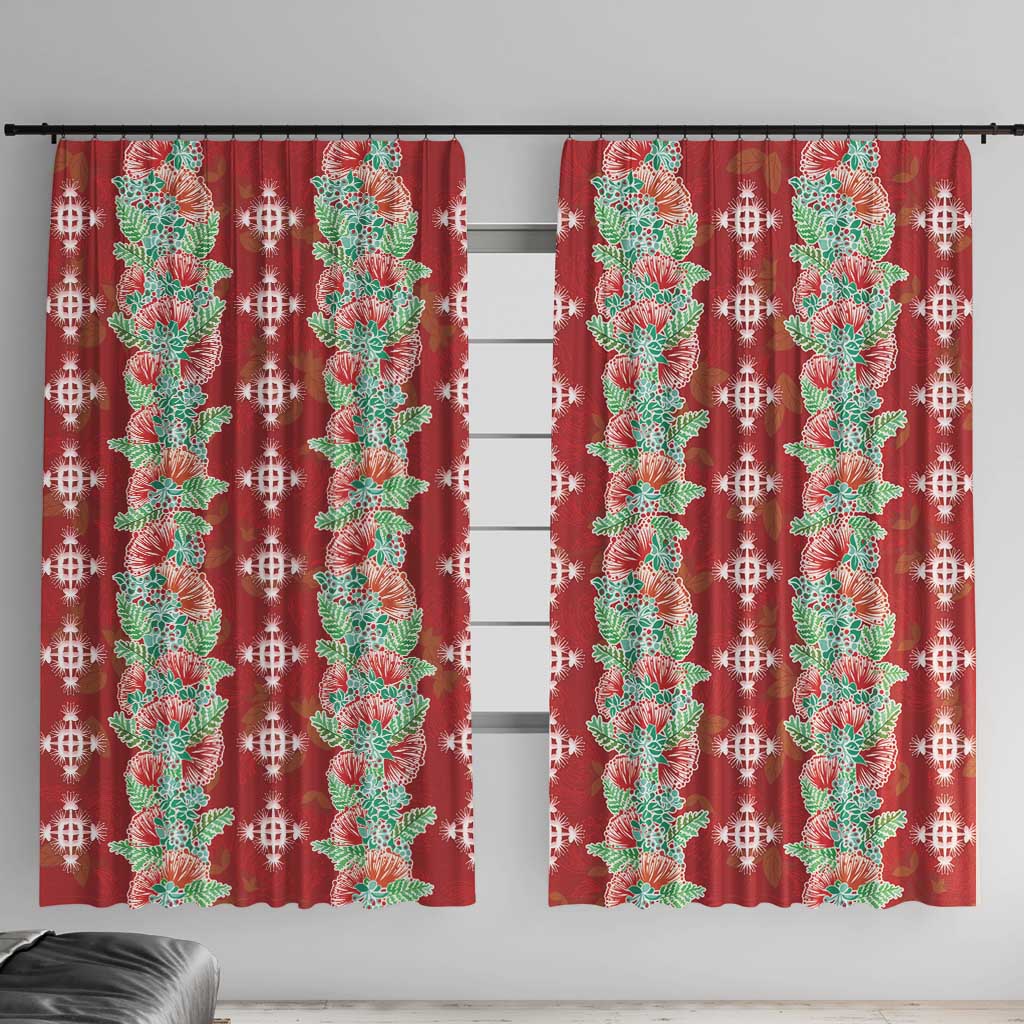 Hawaii Ohia Lehua Window Curtain Tropical Vibes Crimson