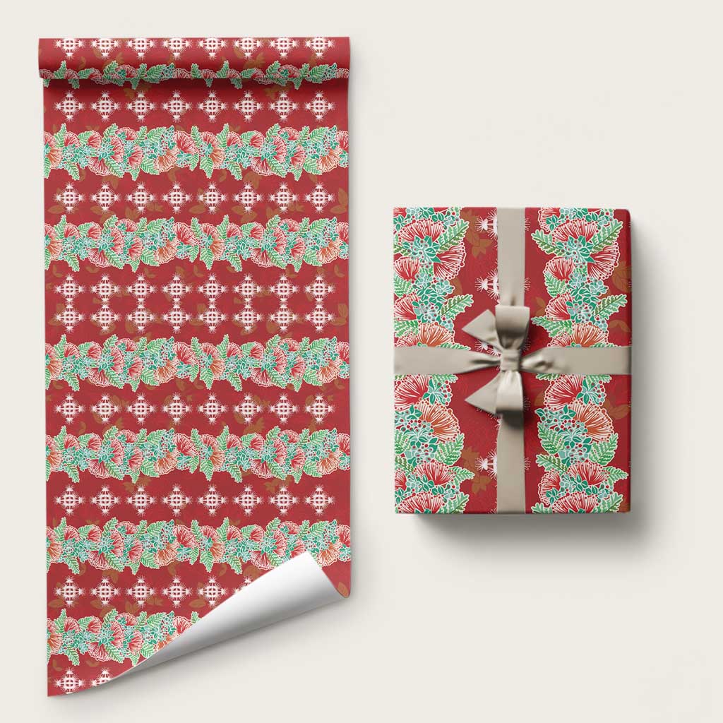 Hawaii Ohia Lehua Wrapping Paper Tropical Vibes Crimson