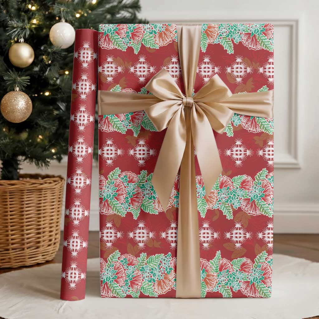 Hawaii Ohia Lehua Wrapping Paper Tropical Vibes Crimson