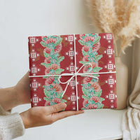 Hawaii Ohia Lehua Wrapping Paper Tropical Vibes Crimson
