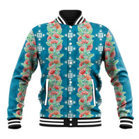 Hawaii Ohia Lehua Baseball Jacket Tropical Vibes Teal