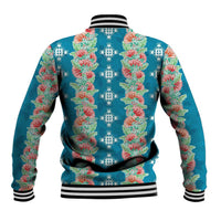 Hawaii Ohia Lehua Baseball Jacket Tropical Vibes Teal