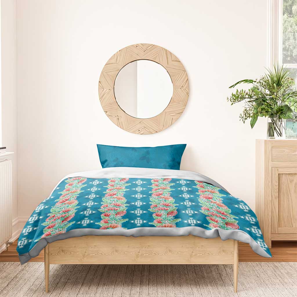 Hawaii Ohia Lehua Bedding Set Tropical Vibes Teal