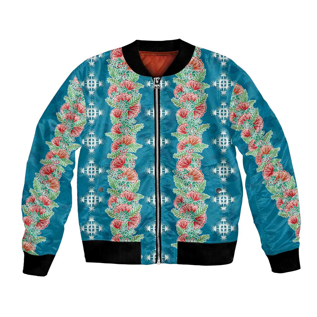 Hawaii Ohia Lehua Bomber Jacket Tropical Vibes Teal
