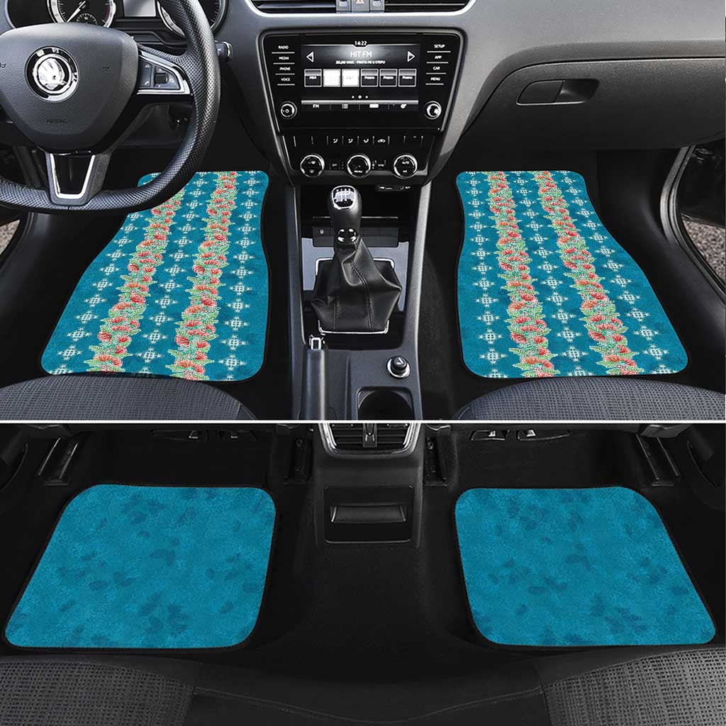 Hawaii Ohia Lehua Car Mats Tropical Vibes Teal LT05 Set 4pcs Teal - Polynesian Pride