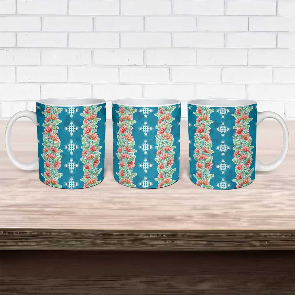 Hawaii Ohia Lehua Ceramic Mug Tropical Vibes Teal