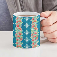 Hawaii Ohia Lehua Ceramic Mug Tropical Vibes Teal