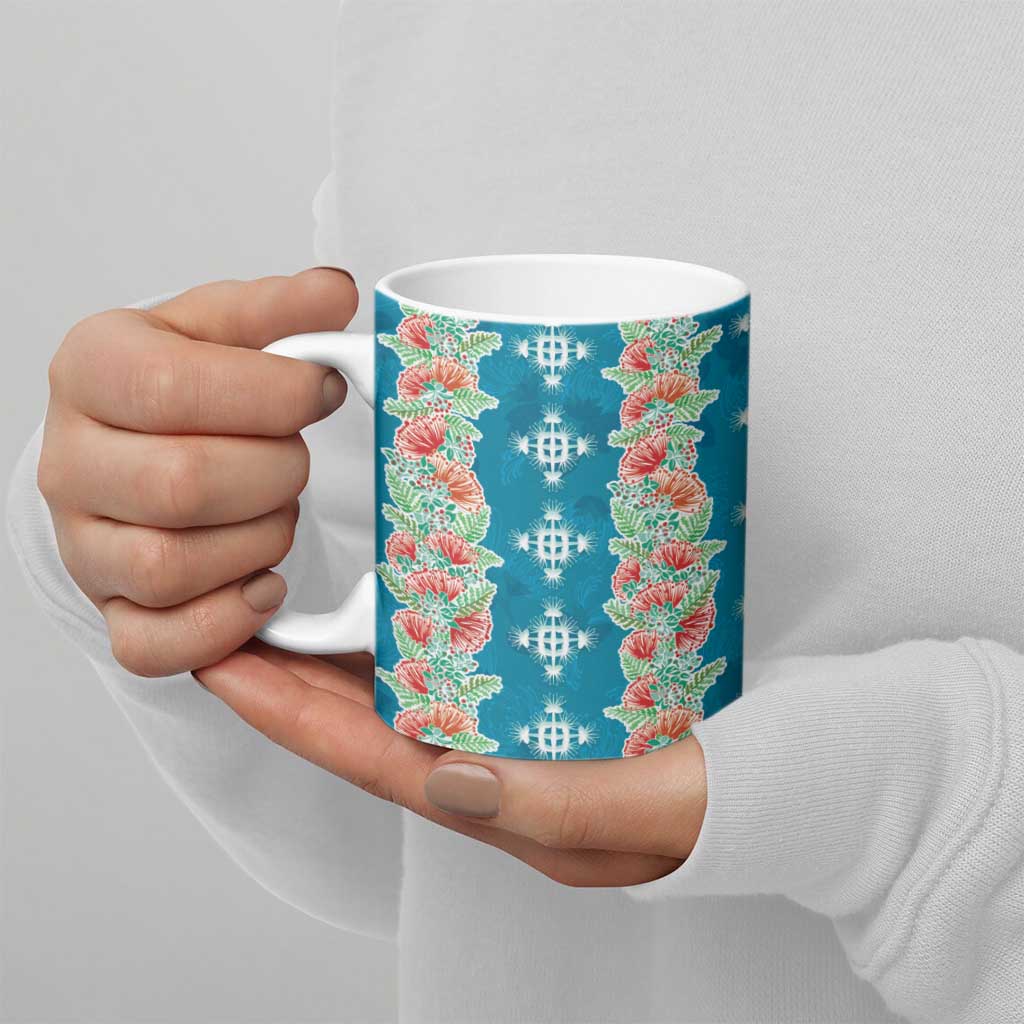 Hawaii Ohia Lehua Ceramic Mug Tropical Vibes Teal
