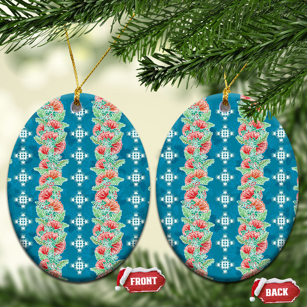 Hawaii Ohia Lehua Ceramic Ornament Tropical Vibes Teal