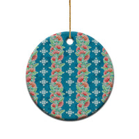 Hawaii Ohia Lehua Ceramic Ornament Tropical Vibes Teal