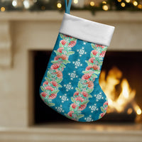Hawaii Ohia Lehua Christmas Stocking Tropical Vibes Teal