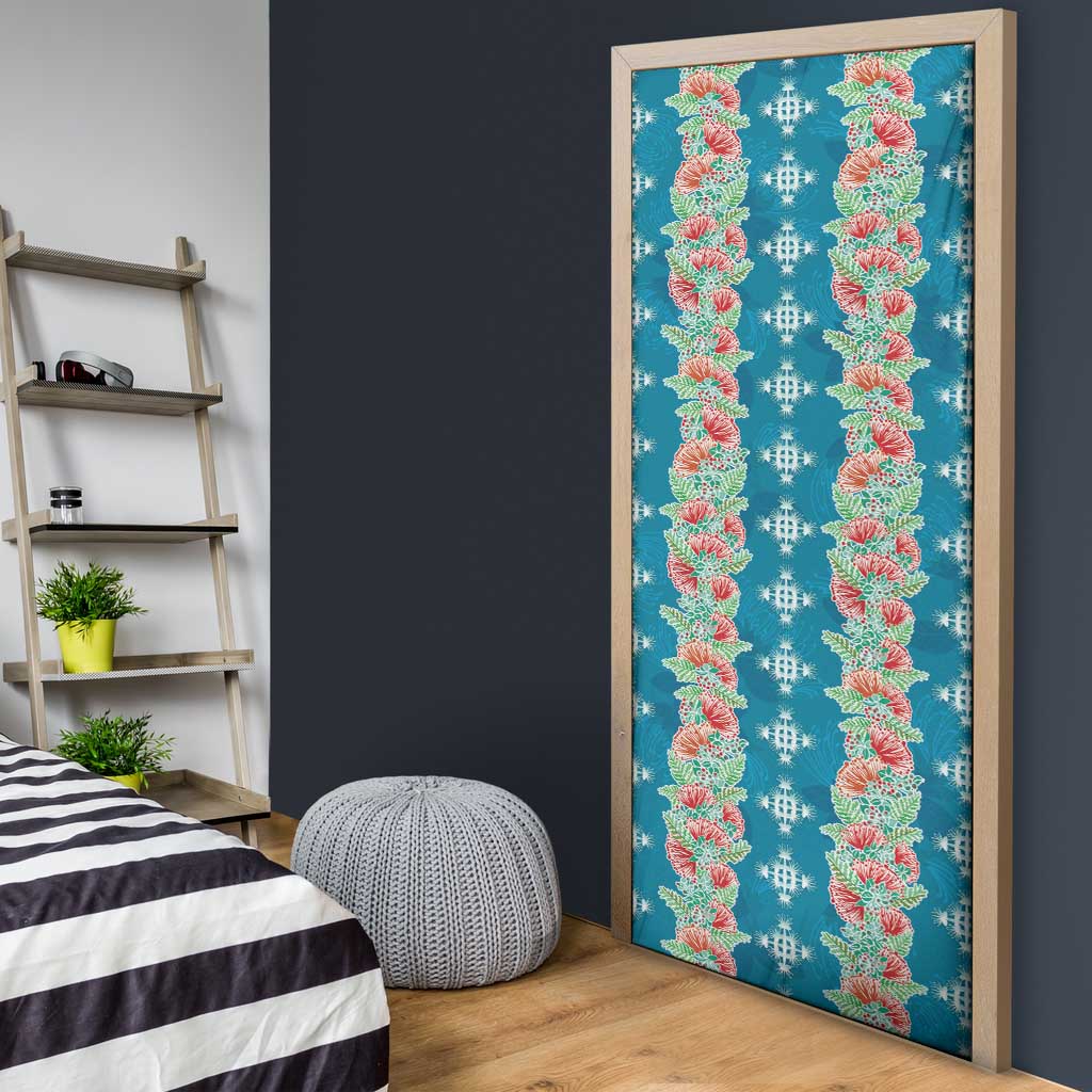 Hawaii Ohia Lehua Door Cover Tropical Vibes Teal