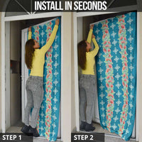 Hawaii Ohia Lehua Door Cover Tropical Vibes Teal