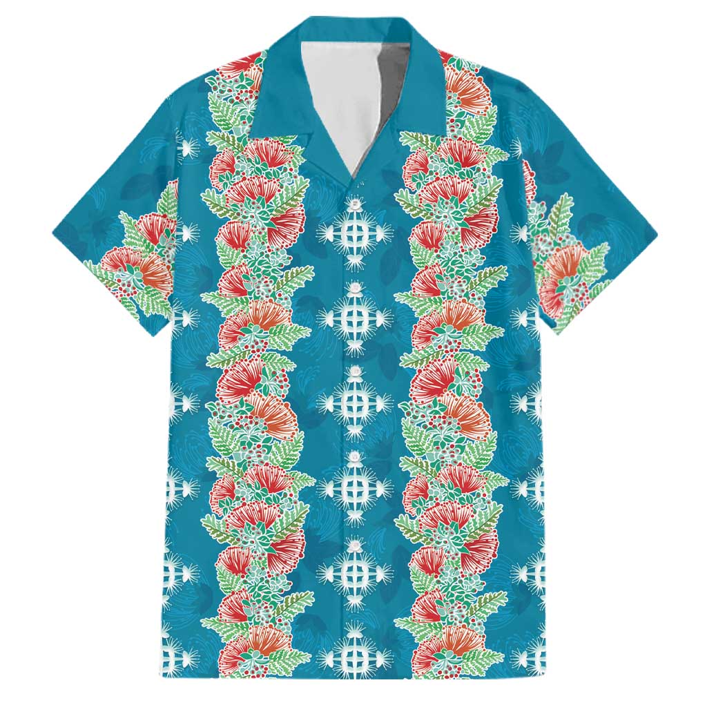 Hawaii Ohia Lehua Family Matching Long Sleeve Bodycon Dress and Hawaiian Shirt Tropical Vibes Teal LT05 Dad's Shirt - Short Sleeve Teal - Polynesian Pride