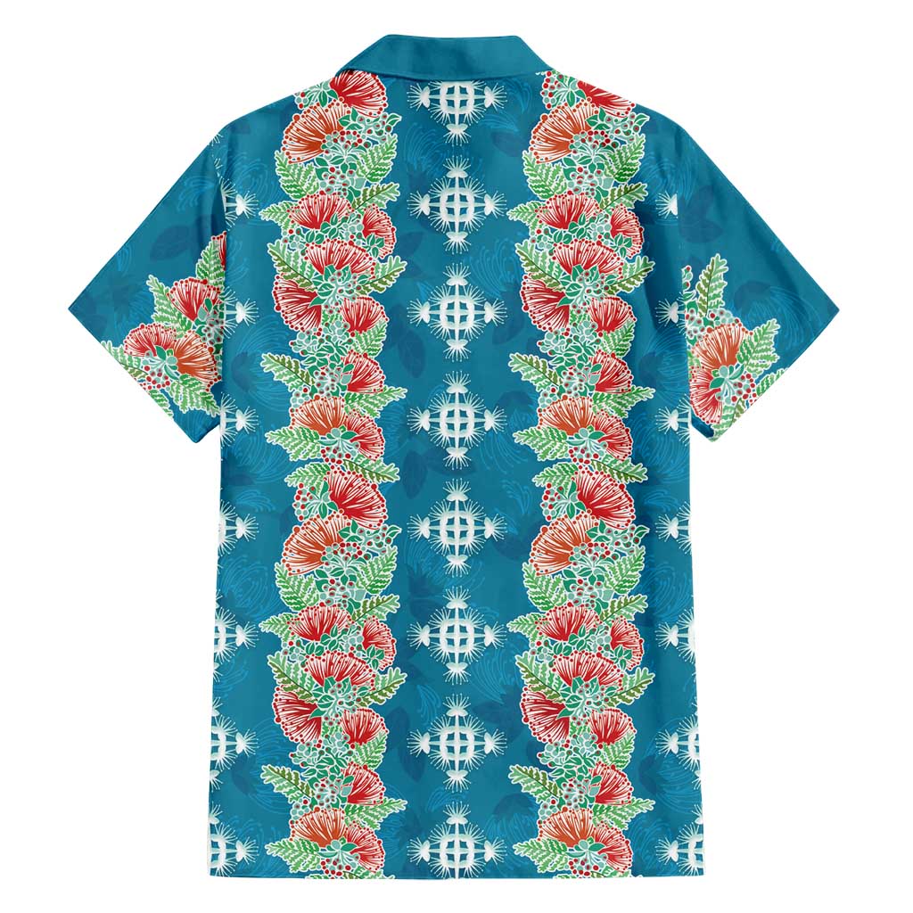 Hawaii Ohia Lehua Family Matching Long Sleeve Bodycon Dress and Hawaiian Shirt Tropical Vibes Teal LT05 - Polynesian Pride