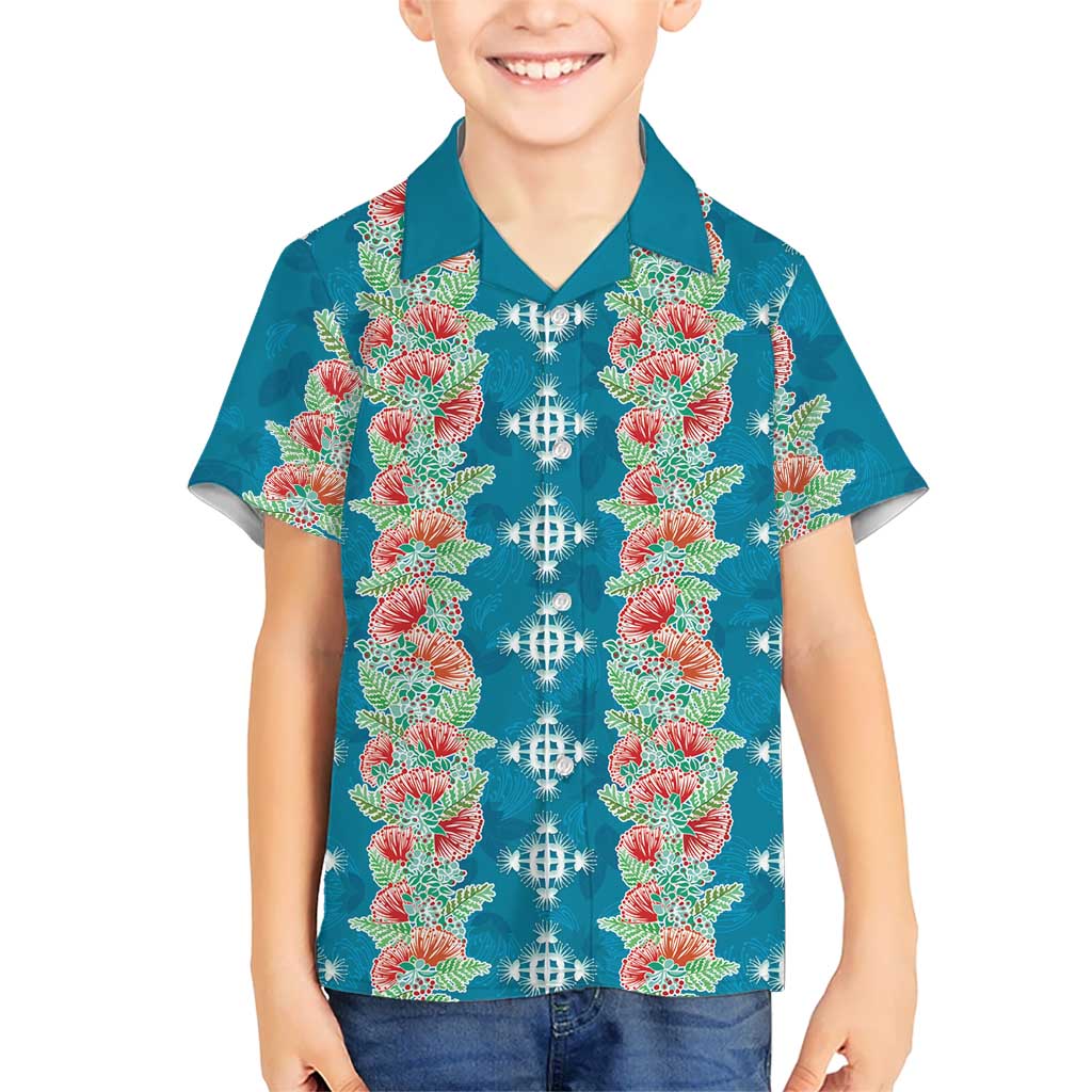 Hawaii Ohia Lehua Family Matching Long Sleeve Bodycon Dress and Hawaiian Shirt Tropical Vibes Teal LT05 Son's Shirt Teal - Polynesian Pride