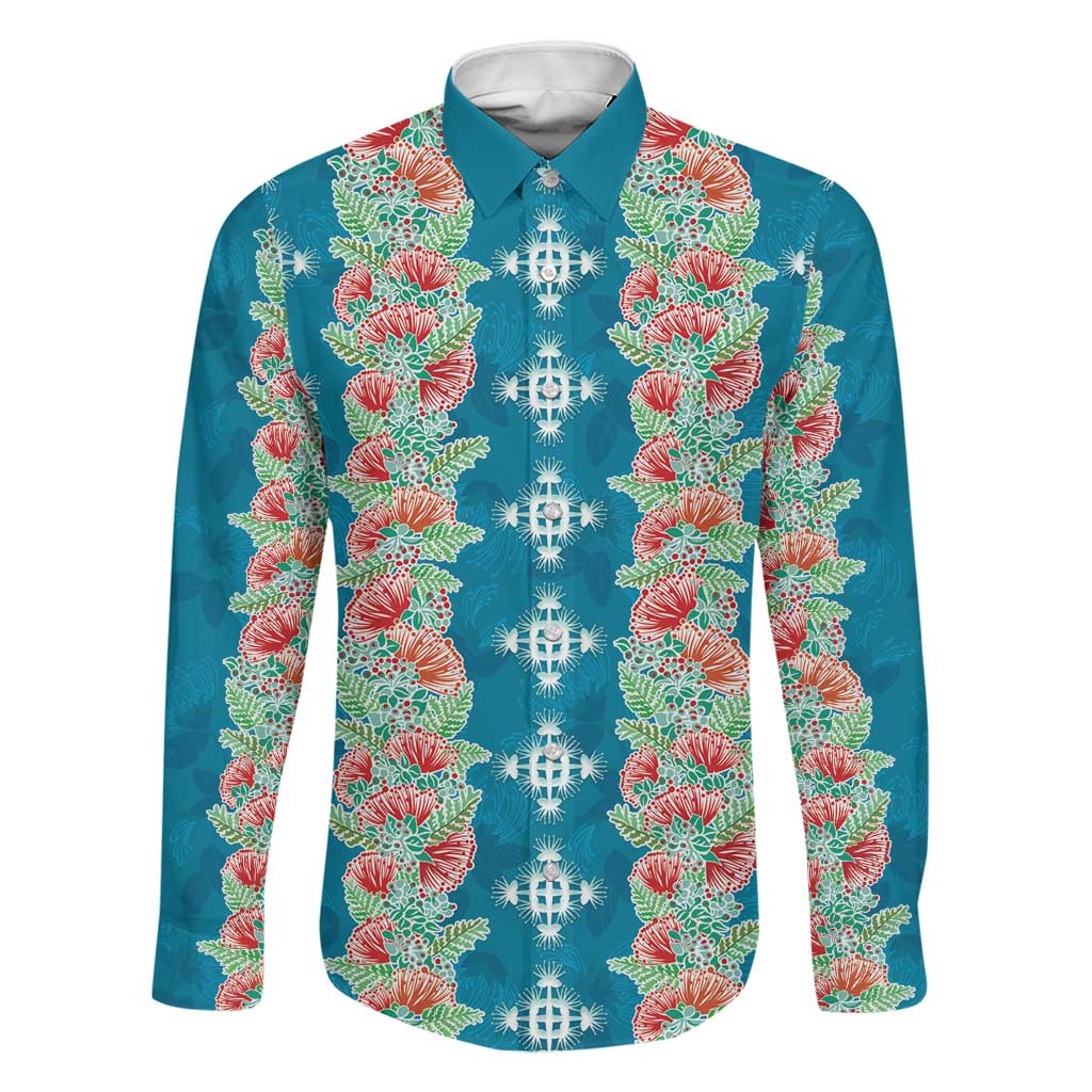 Hawaii Ohia Lehua Family Matching Off Shoulder Maxi Dress and Hawaiian Shirt Tropical Vibes Teal
