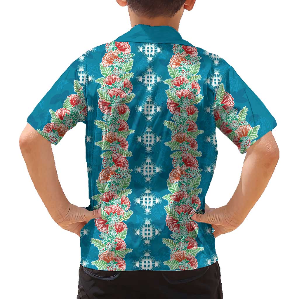 Hawaii Ohia Lehua Family Matching Short Sleeve Bodycon Dress and Hawaiian Shirt Tropical Vibes Teal LT05 - Polynesian Pride