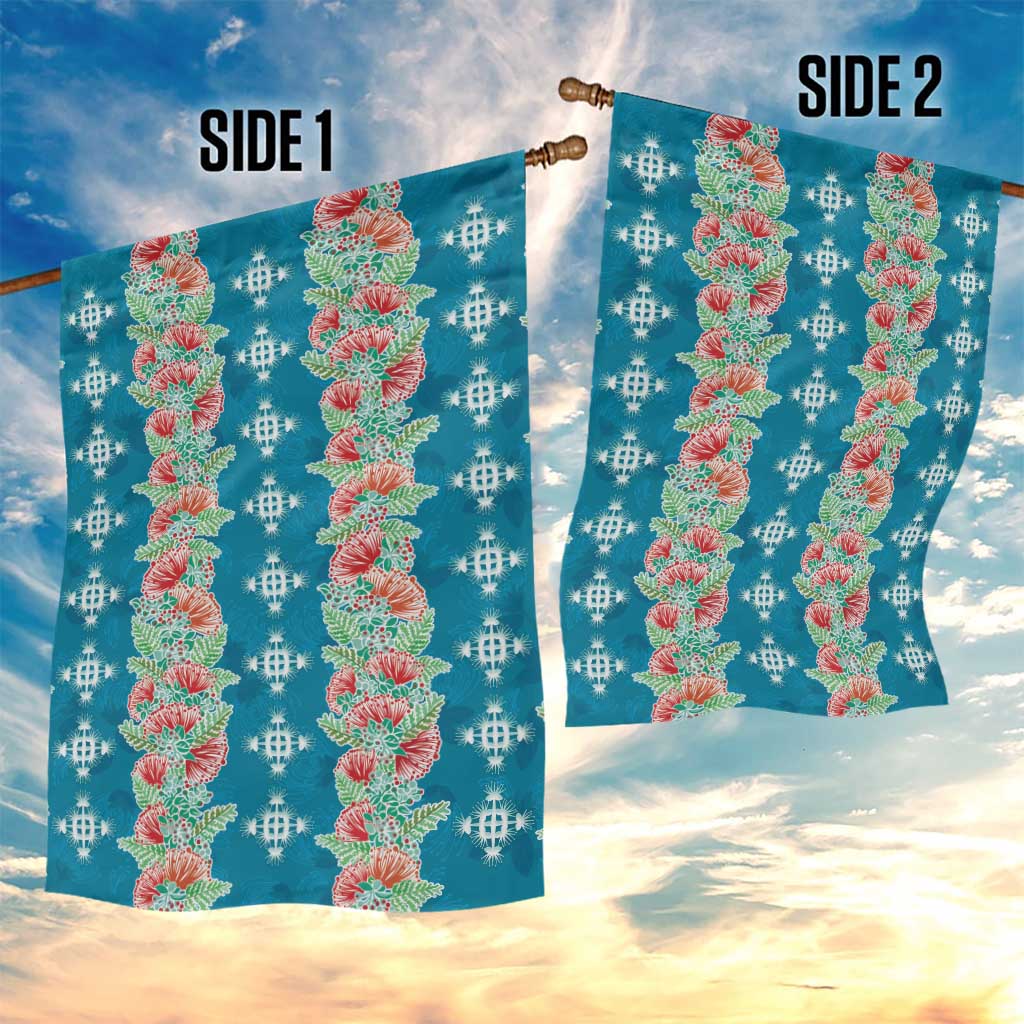 Hawaii Ohia Lehua Garden Flag Tropical Vibes Teal