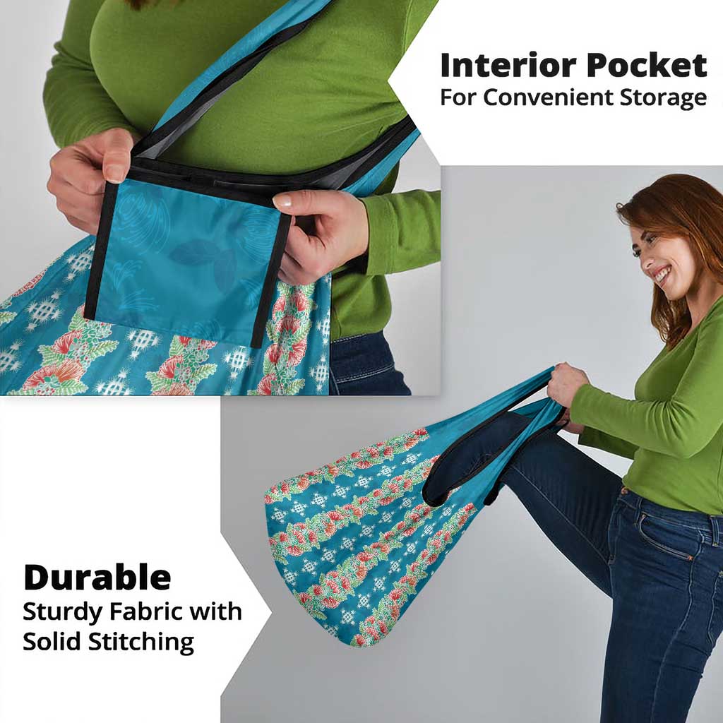 Hawaii Ohia Lehua Grocery Bag Tropical Vibes Teal