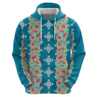 Hawaii Ohia Lehua Hoodie Tropical Vibes Teal LT05 - Polynesian Pride