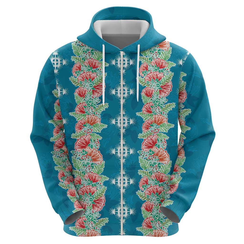 Hawaii Ohia Lehua Hoodie Tropical Vibes Teal LT05 - Polynesian Pride