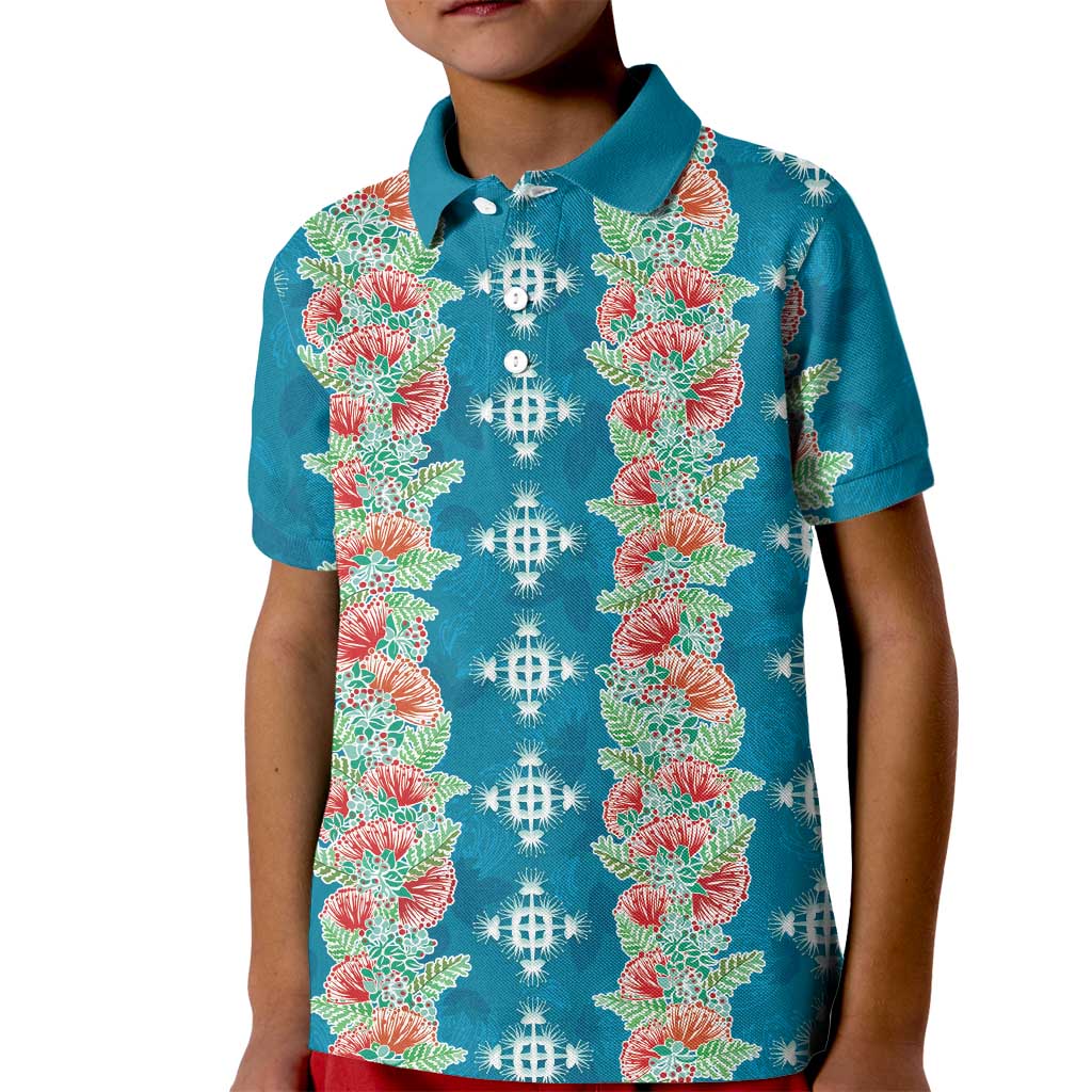 Hawaii Ohia Lehua Kid Polo Shirt Tropical Vibes Teal LT05 Kid Teal - Polynesian Pride