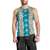 Hawaii Ohia Lehua Men Tank Top Tropical Vibes Teal