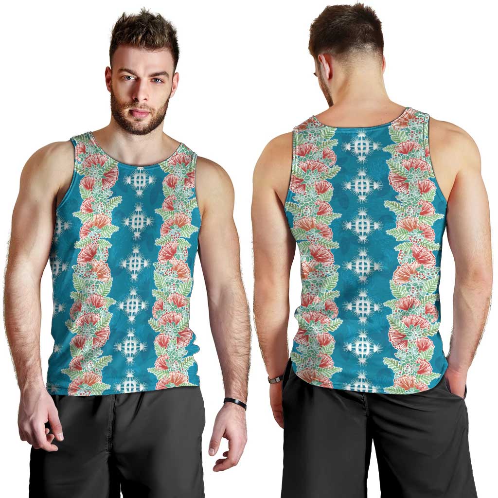 Hawaii Ohia Lehua Men Tank Top Tropical Vibes Teal