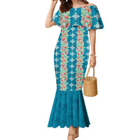 Hawaii Ohia Lehua Mermaid Dress Tropical Vibes Teal