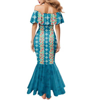 Hawaii Ohia Lehua Mermaid Dress Tropical Vibes Teal