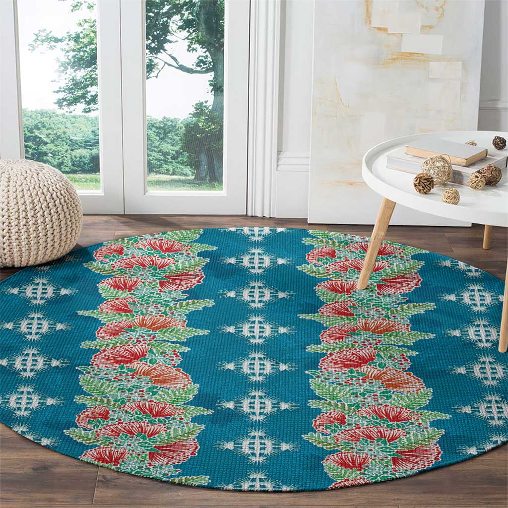 Hawaii Ohia Lehua Round Carpet Tropical Vibes Teal LT05 - Polynesian Pride