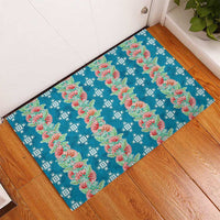 Hawaii Ohia Lehua Rubber Doormat Tropical Vibes Teal