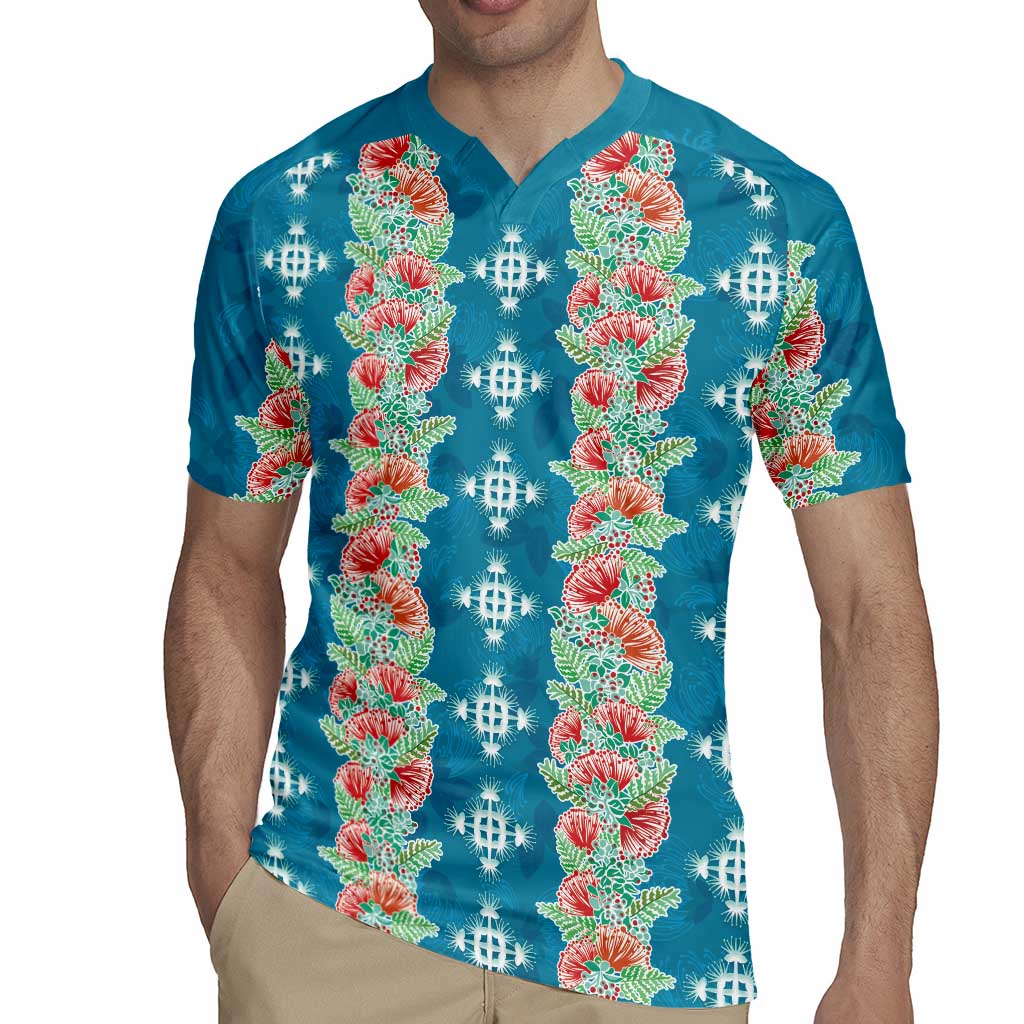 Hawaii Ohia Lehua Rugby Jersey Tropical Vibes Teal