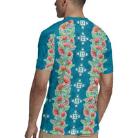 Hawaii Ohia Lehua Rugby Jersey Tropical Vibes Teal