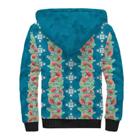 Hawaii Ohia Lehua Sherpa Hoodie Tropical Vibes Teal