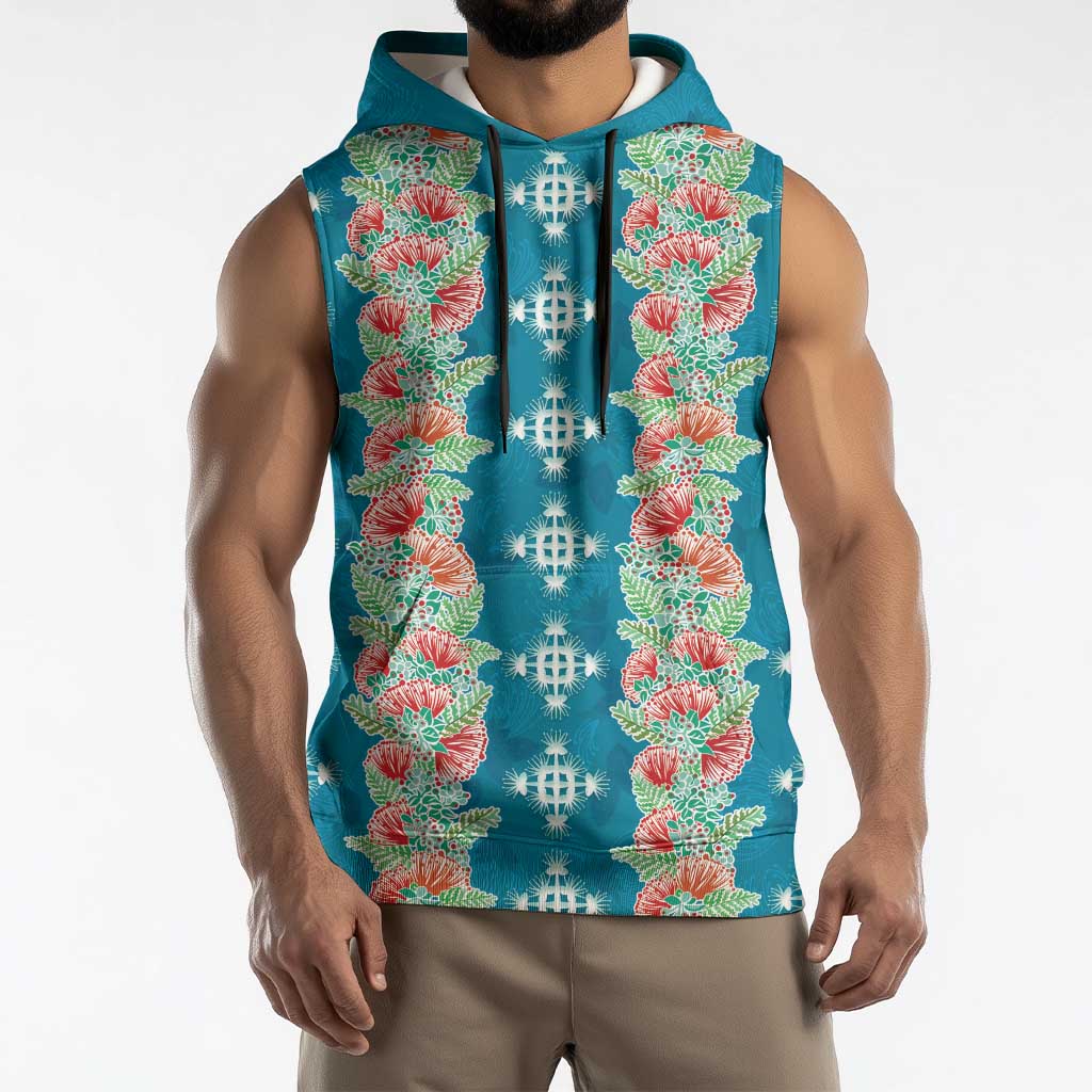 Hawaii Ohia Lehua Sleeveless Hoodie Tropical Vibes Teal