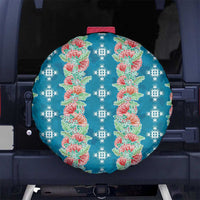 Hawaii Ohia Lehua Spare Tire Cover Tropical Vibes Teal LT05 No hole Teal - Polynesian Pride