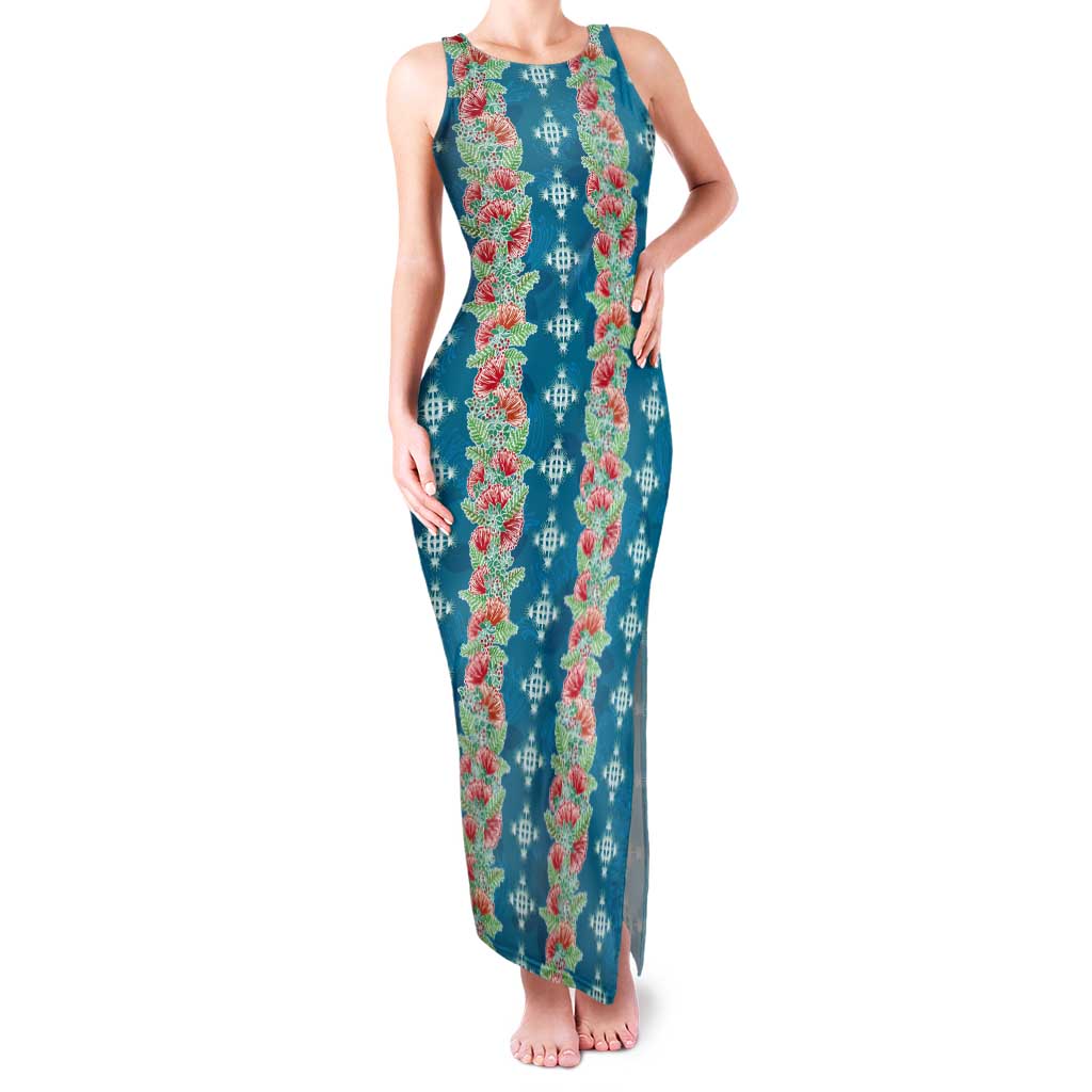 Hawaii Ohia Lehua Tank Maxi Dress Tropical Vibes Teal