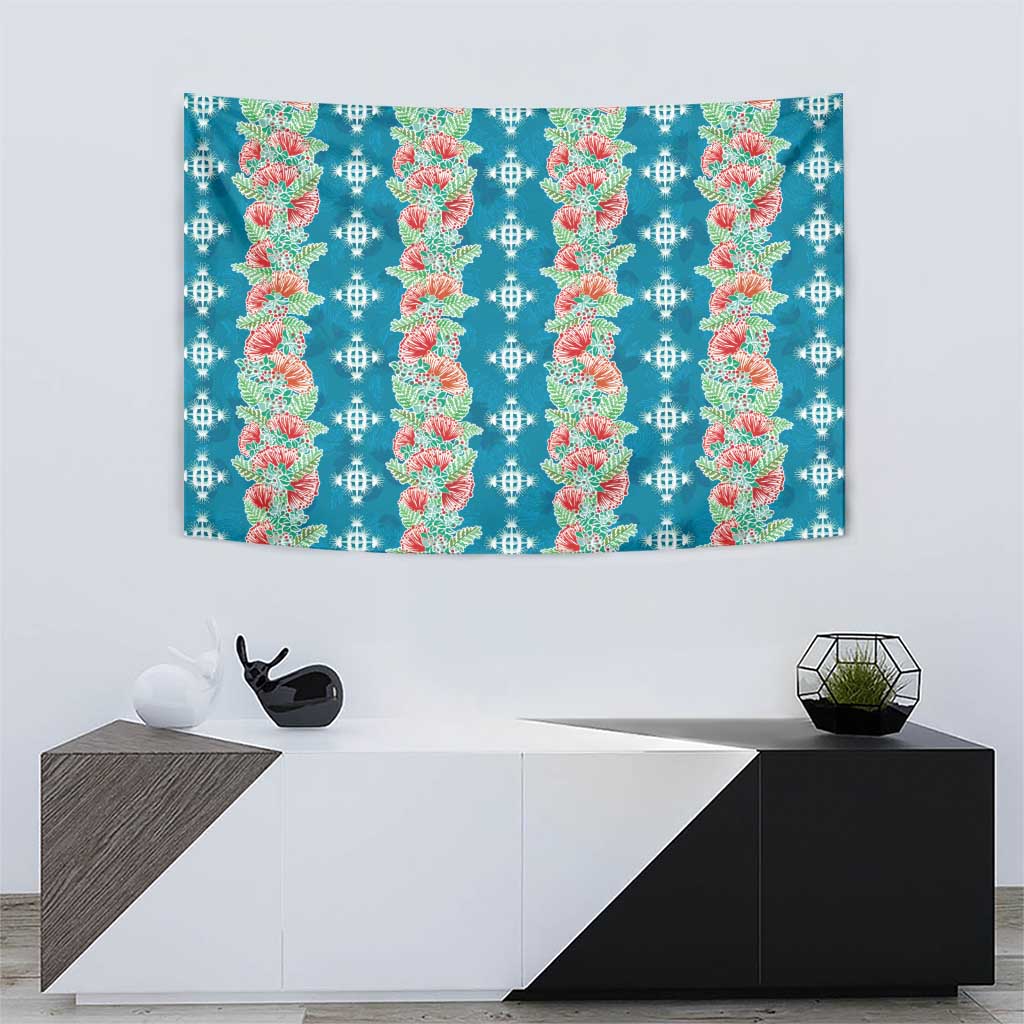 Hawaii Ohia Lehua Tapestry Tropical Vibes Teal