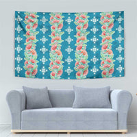Hawaii Ohia Lehua Tapestry Tropical Vibes Teal