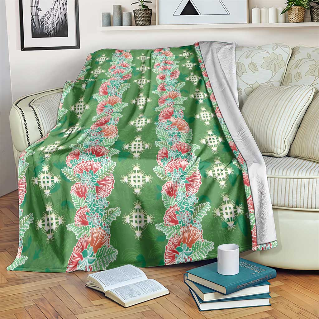 Hawaii Ohia Lehua Blanket Tropical Vibes Green