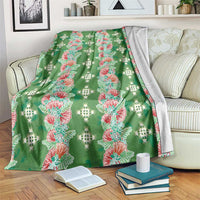 Hawaii Ohia Lehua Blanket Tropical Vibes Green
