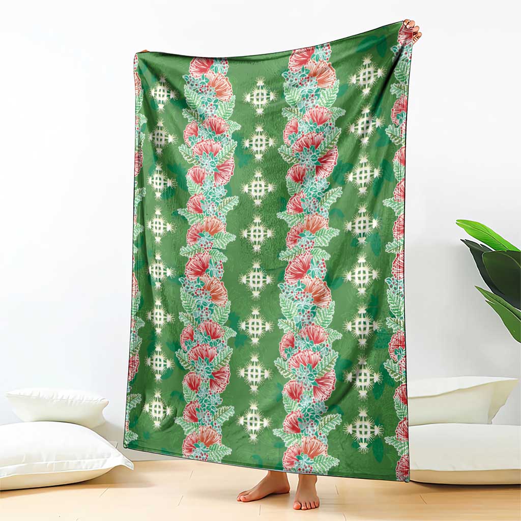 Hawaii Ohia Lehua Blanket Tropical Vibes Green