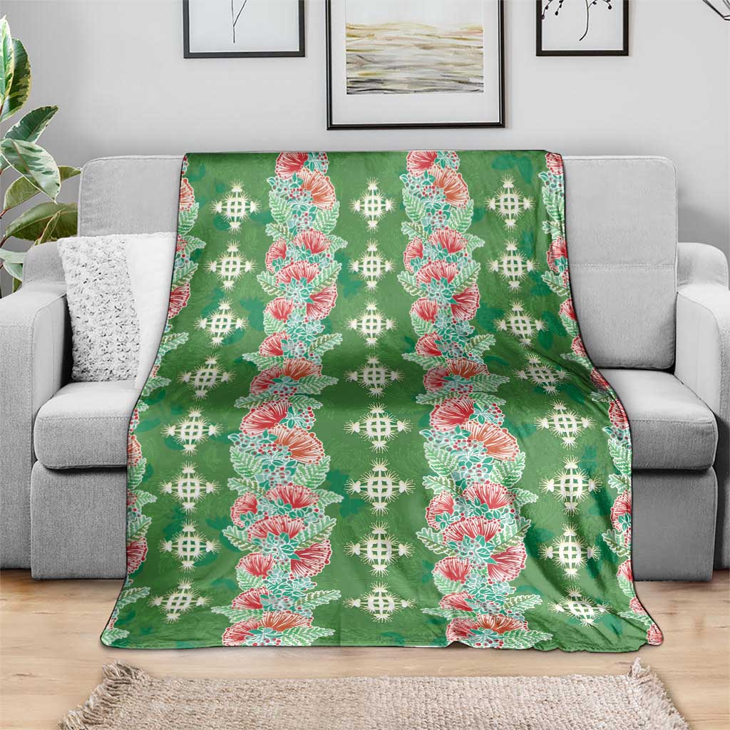 Hawaii Ohia Lehua Blanket Tropical Vibes Green